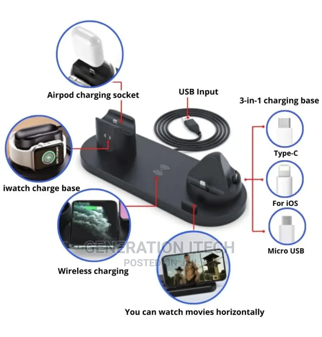 6 in 1 Multifunction Wireless Charging Stand- Charger
