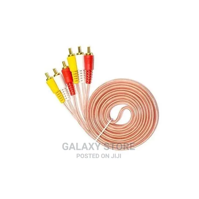 3 Rca Audio Video Transparent Banana Pins Yellow Red and Whi