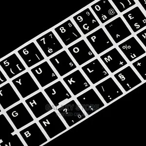 White Letters French Keyboard Sticker Cover Black for Laptop