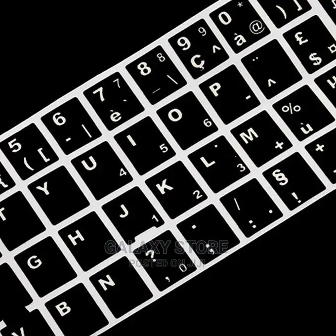 White Letters French Keyboard Sticker Cover Black for Laptop