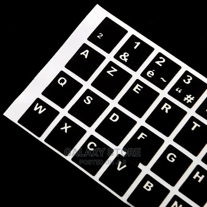 White Letters French Keyboard Sticker Cover Black for Laptop