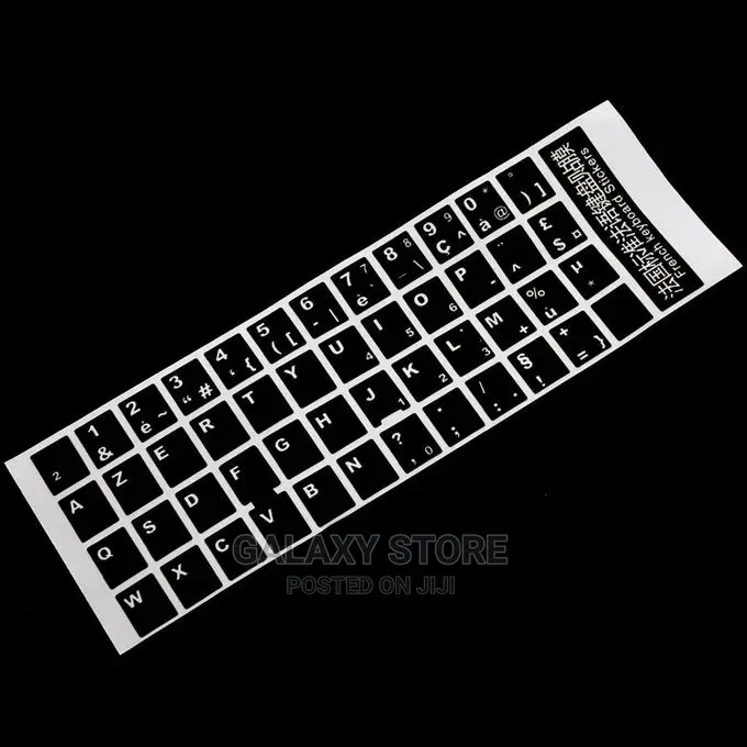 White Letters French Keyboard Sticker Cover Black for Laptop