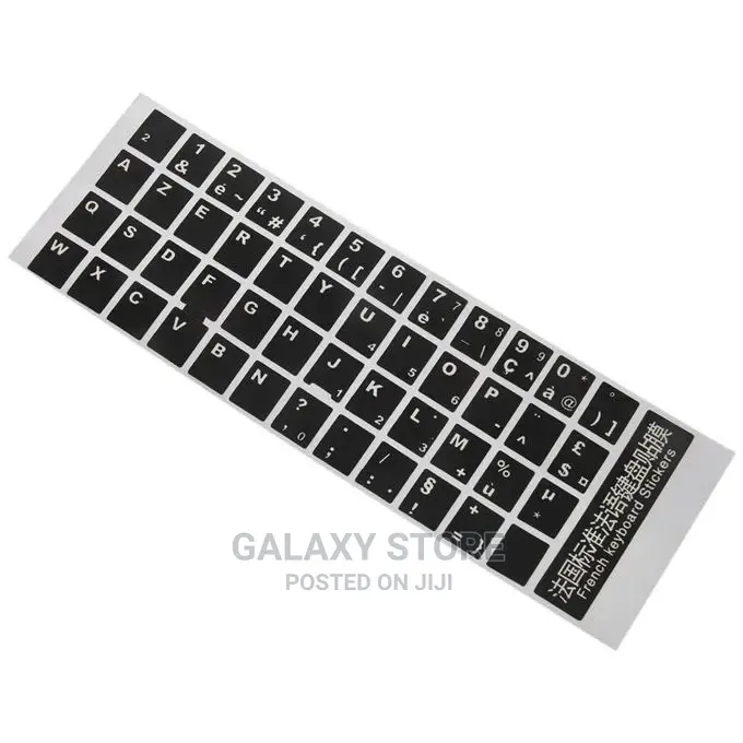 White Letters French Keyboard Sticker Cover Black for Laptop