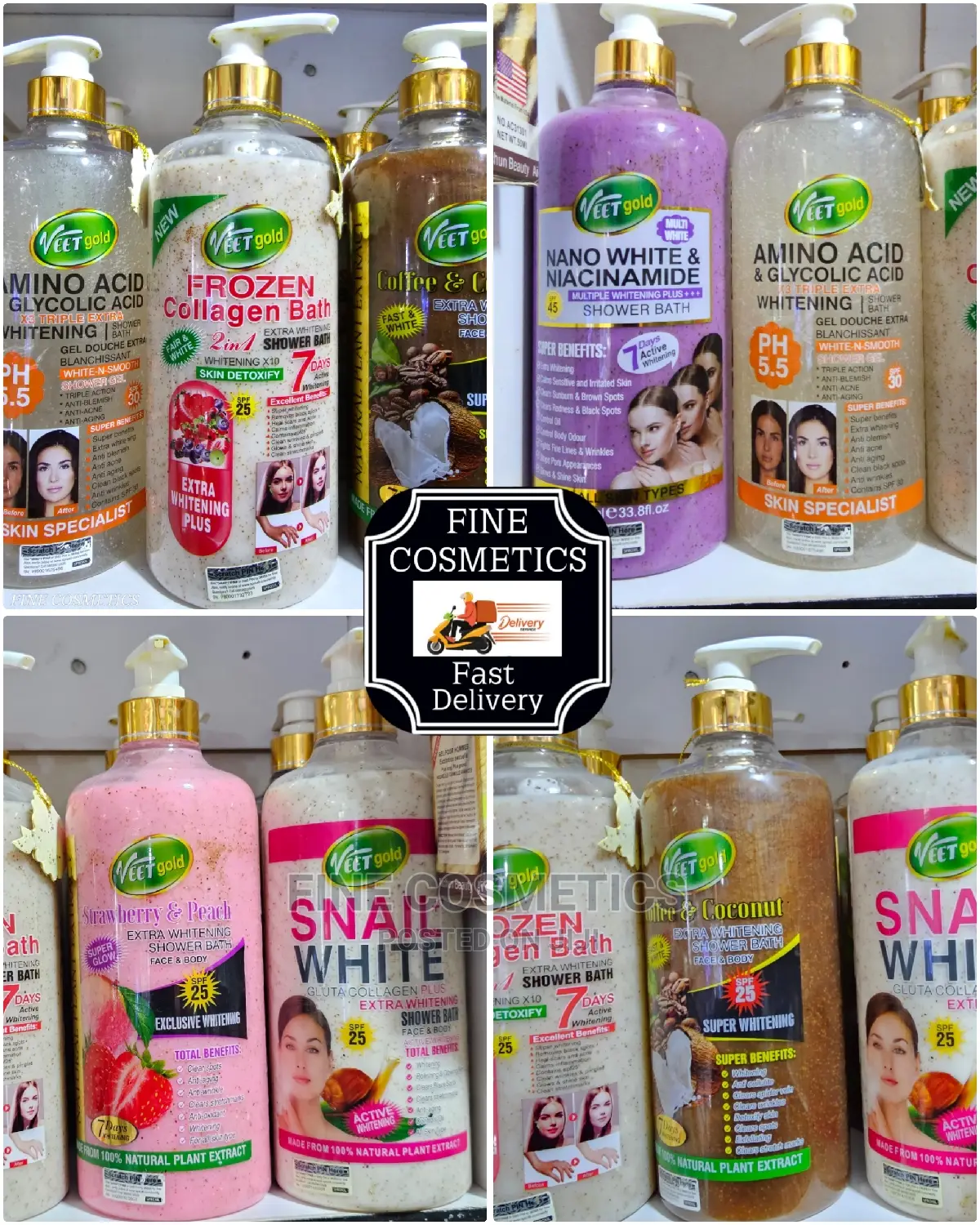 1pc VEET GOLD Whitening and Exfoliating Body Wash Shower Gel