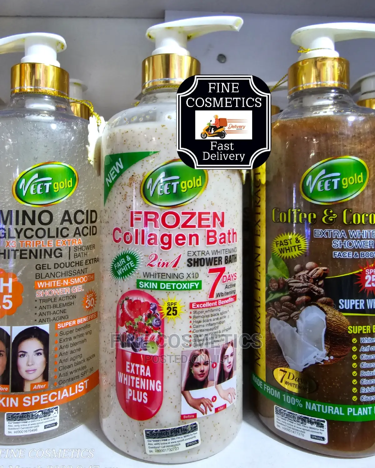 1pc VEET GOLD Whitening and Exfoliating Body Wash Shower Gel