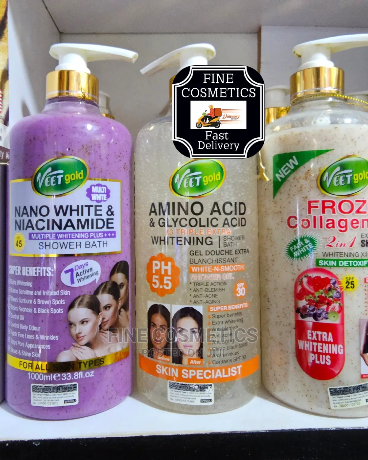 1pc VEET GOLD Whitening and Exfoliating Body Wash Shower Gel
