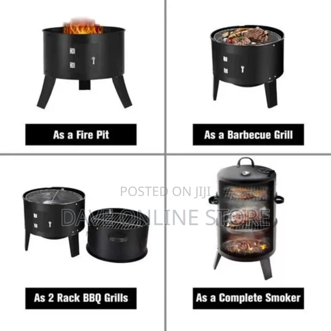 3-in-1 Charcoal Grill BBQ Smoker Barbecue Stove Oven
