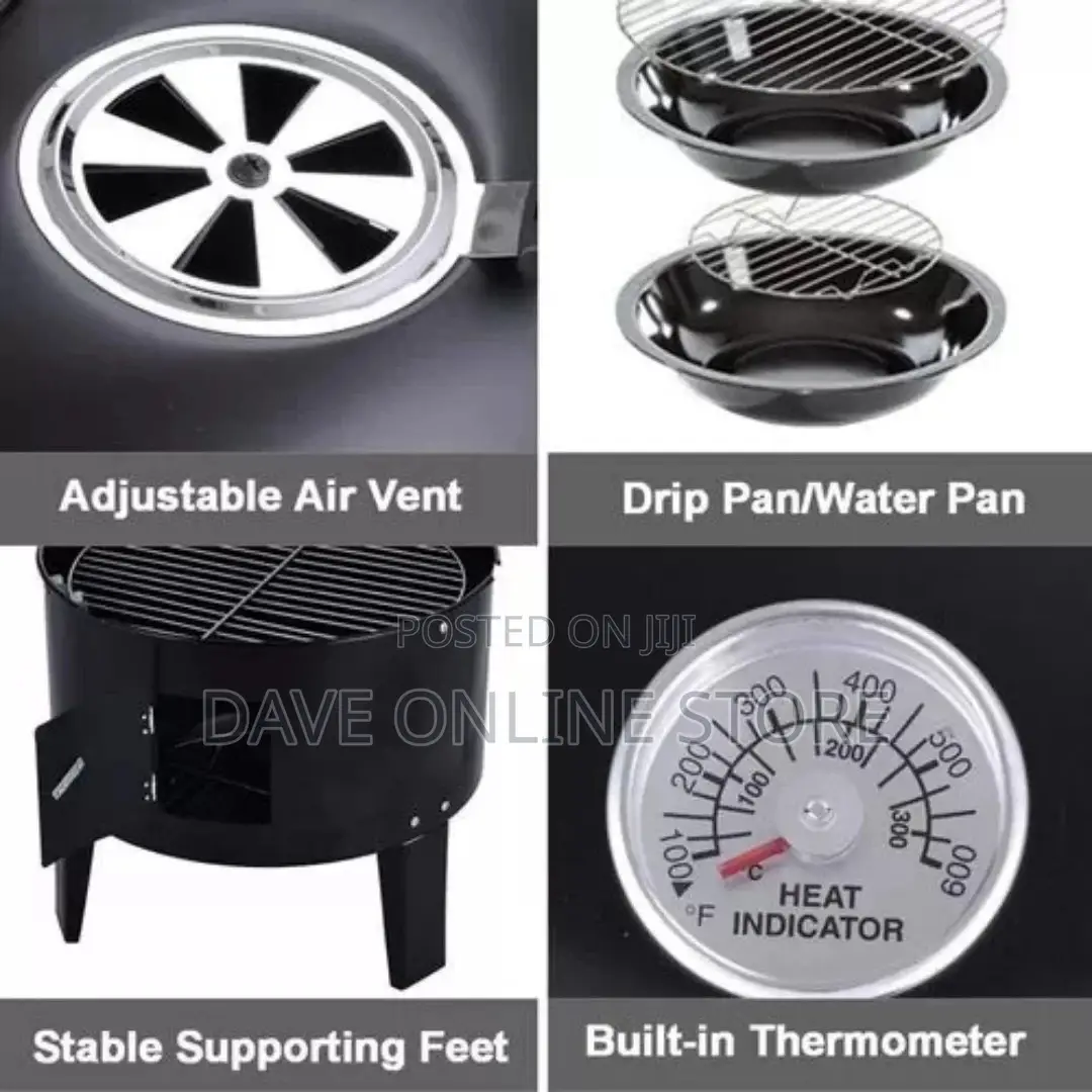 3-in-1 Charcoal Grill BBQ Smoker Barbecue Stove Oven