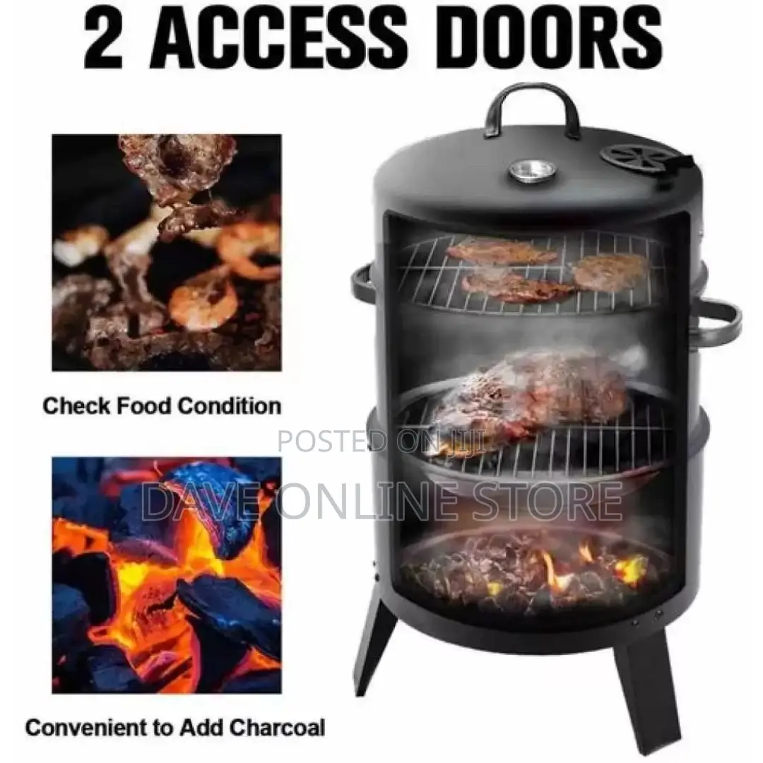 3-in-1 Charcoal Grill BBQ Smoker Barbecue Stove Oven