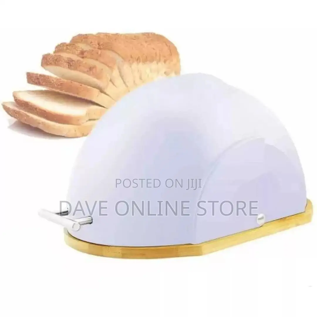 Marble Bread Bin Box Container With Bamboo Base
