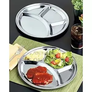 6 Pc Stainless Steel Round 4-In-1 Dinner Plate Tray