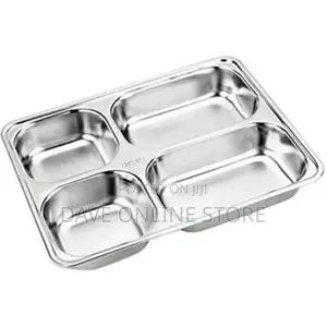 6 Pc Stainless Steel Rectangle 4 In1 Dinner Plate Tray