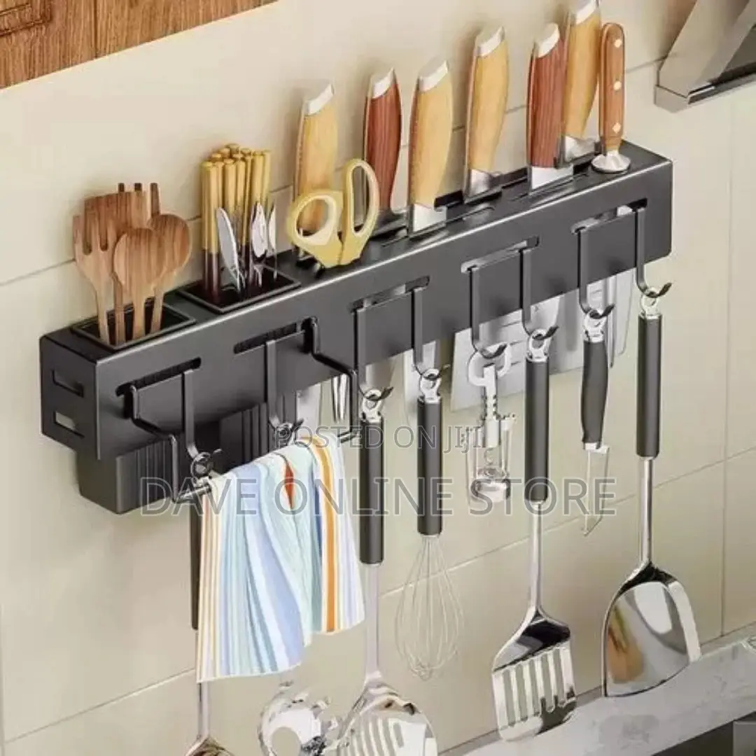 Wall Mount Knife Towel Hanger Hooks Cutlery Holder Rack-