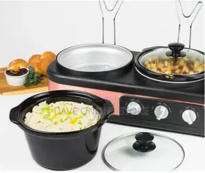 Nostalgia 3 Station Slow Cooker, Hot Plate, Food Warmer Pots