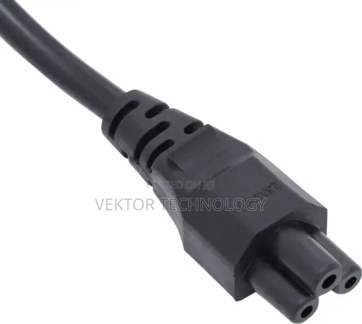 Laptop Power Cable, 3 Pin to Flower With Fuse, Black