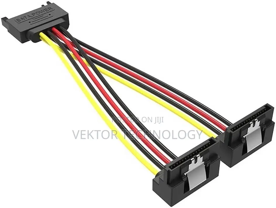 SATA 15P Male to 90° 2x15p Female Power Splitter Cable