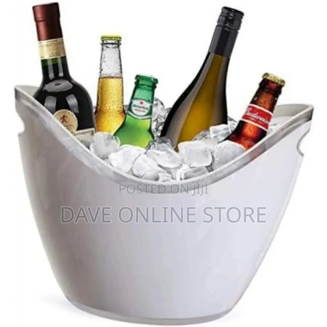 White Acrylic 8 Bottle Beer, Champagne, Wine Ice Bucket,
