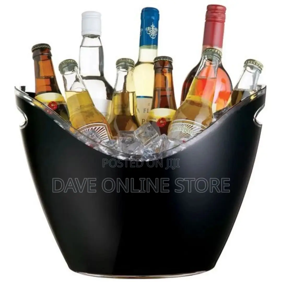 Black Acrylic 8 Bottle Beer, Champagne, Wine Ice Bucket