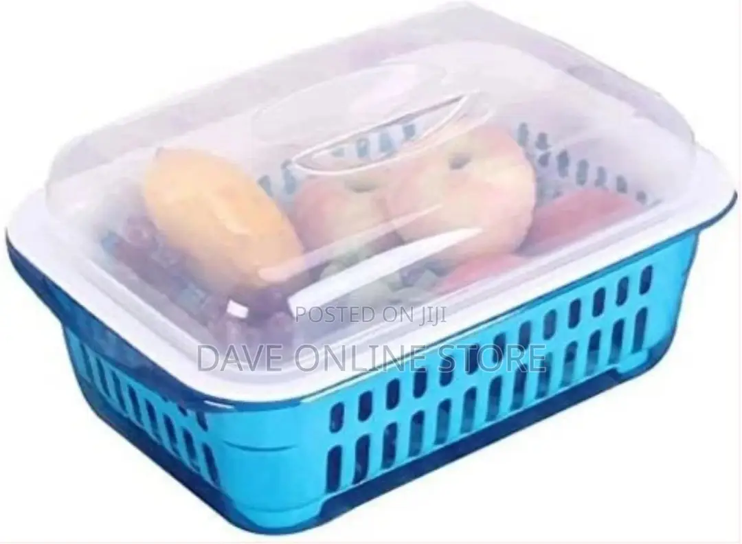 Blue Double Layer Fruit ,Vegetable Basket, Storage, Drainer-