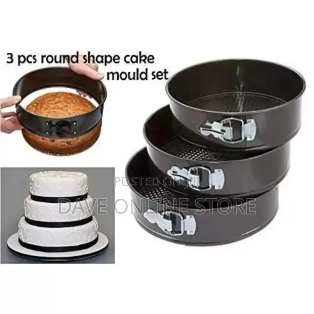 3 Pieces of Round Baking Cake Mould Pans Trays