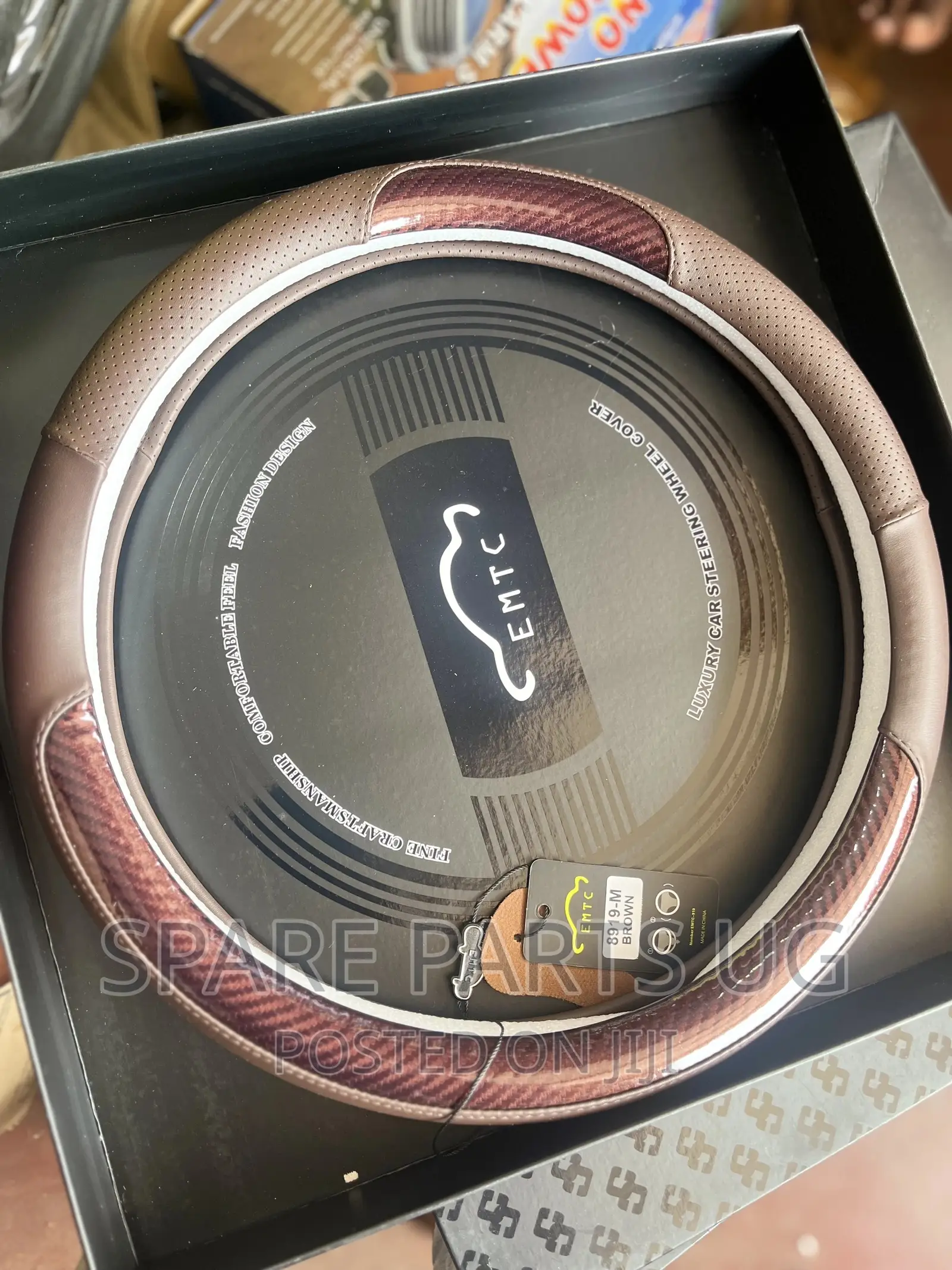 Brown Leather Carbon Brown Steering Wheel Cover