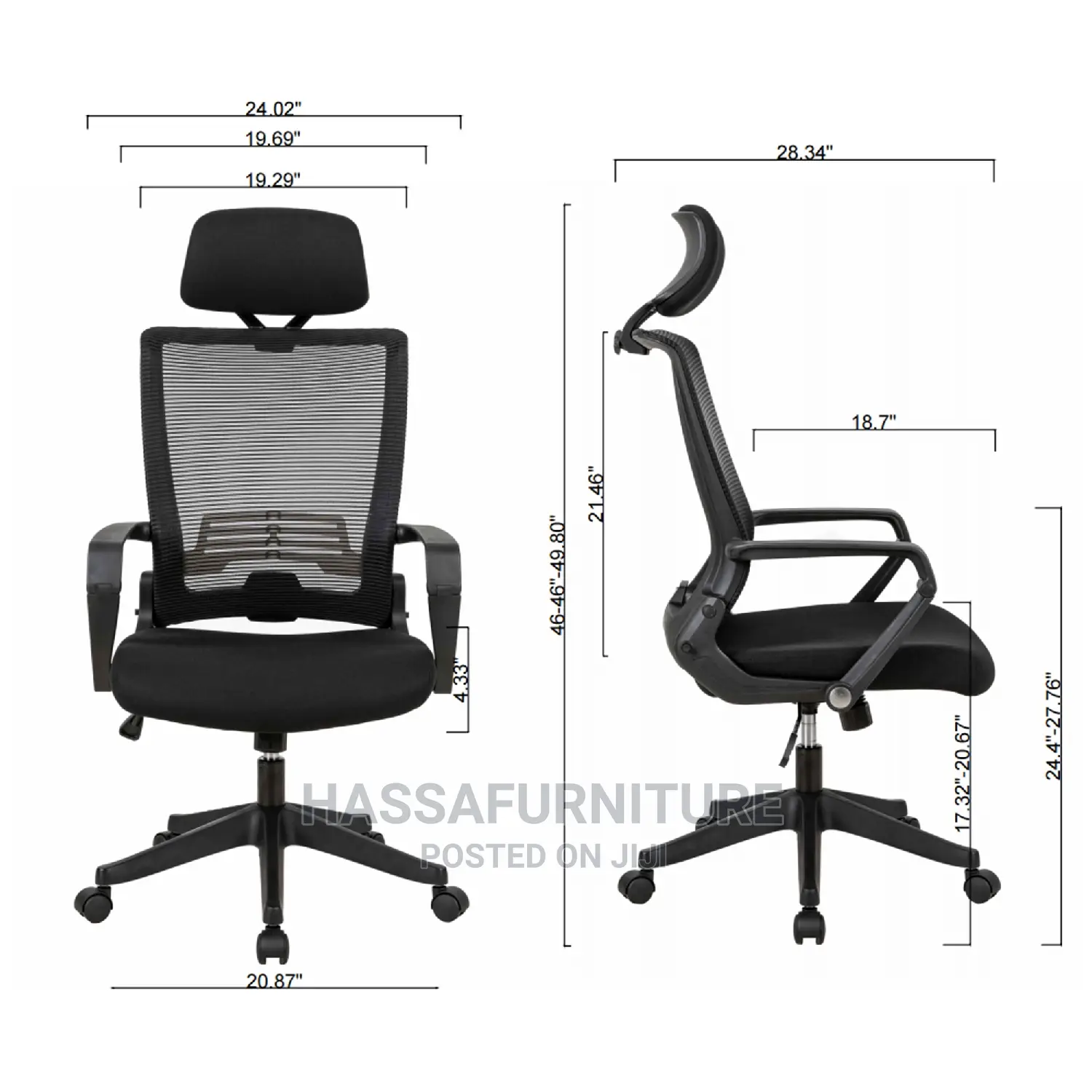 High Back Mesh Office Chair With Headrest