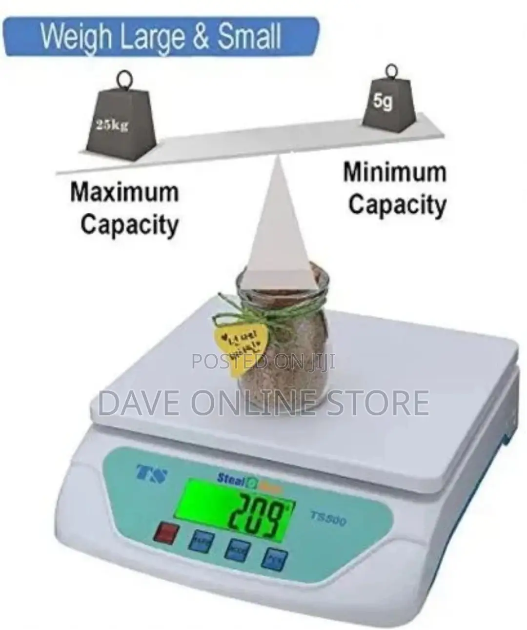 Electronic Digital Compact Kitchen Weighing Scale (25kg)