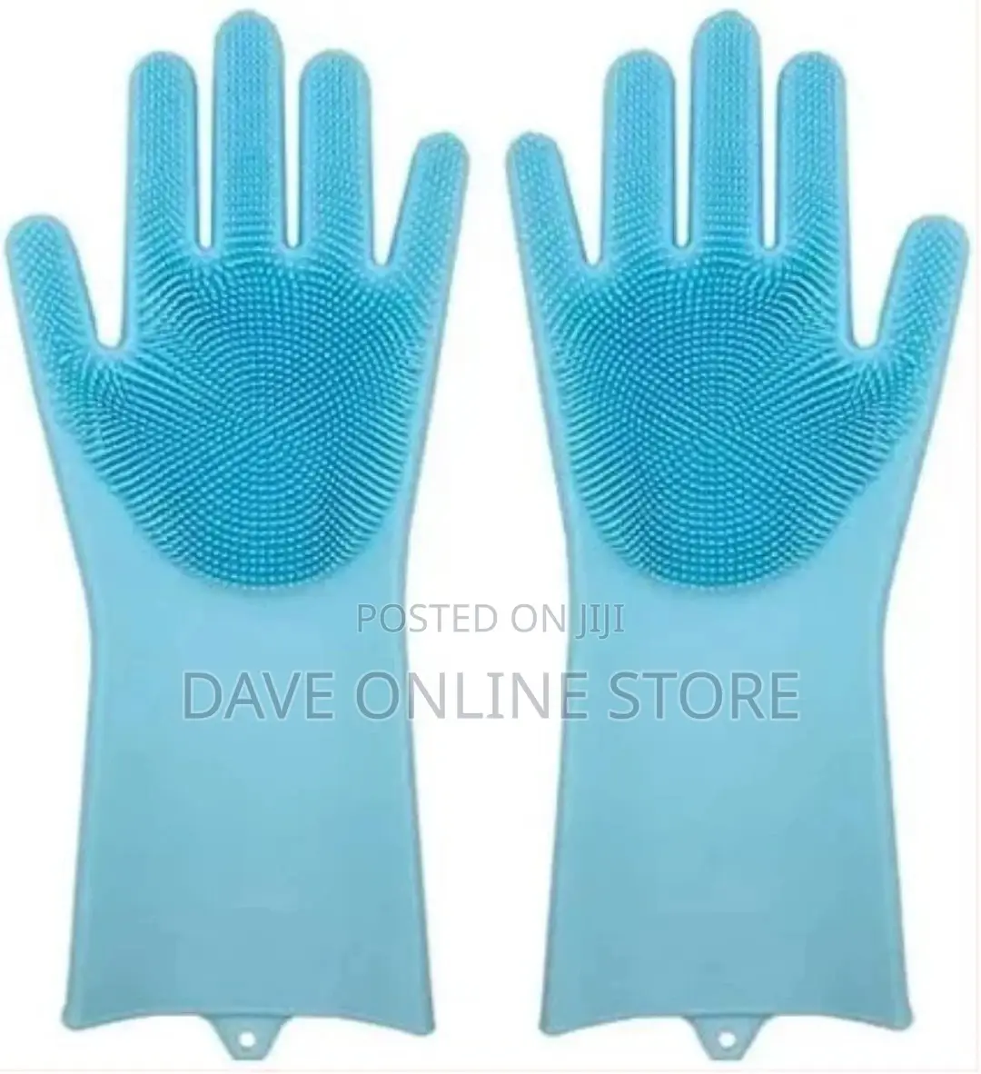 1 Pair of Bathroom Kitchen Silicone Cleaning Gloves -Blue