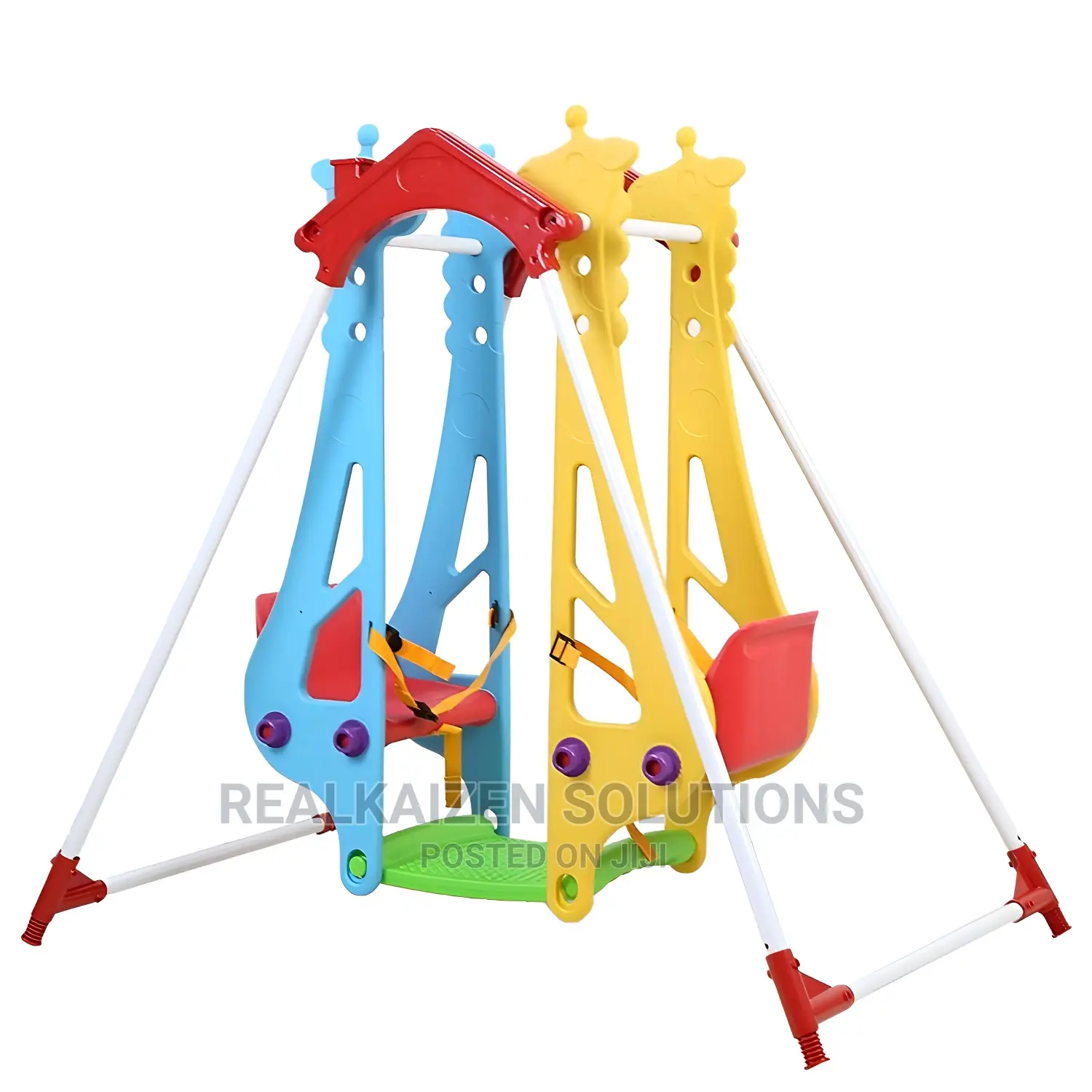 2 Seater Double Giraffe Plastic Swing Set