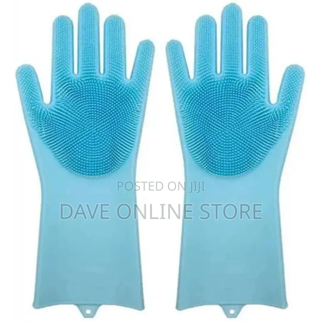 1 Pair of Bathroom Kitchen Silicone Cleaning Hand Gloves