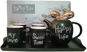 Pieces of Tea Coffee Cups, Teapot and Tray Set