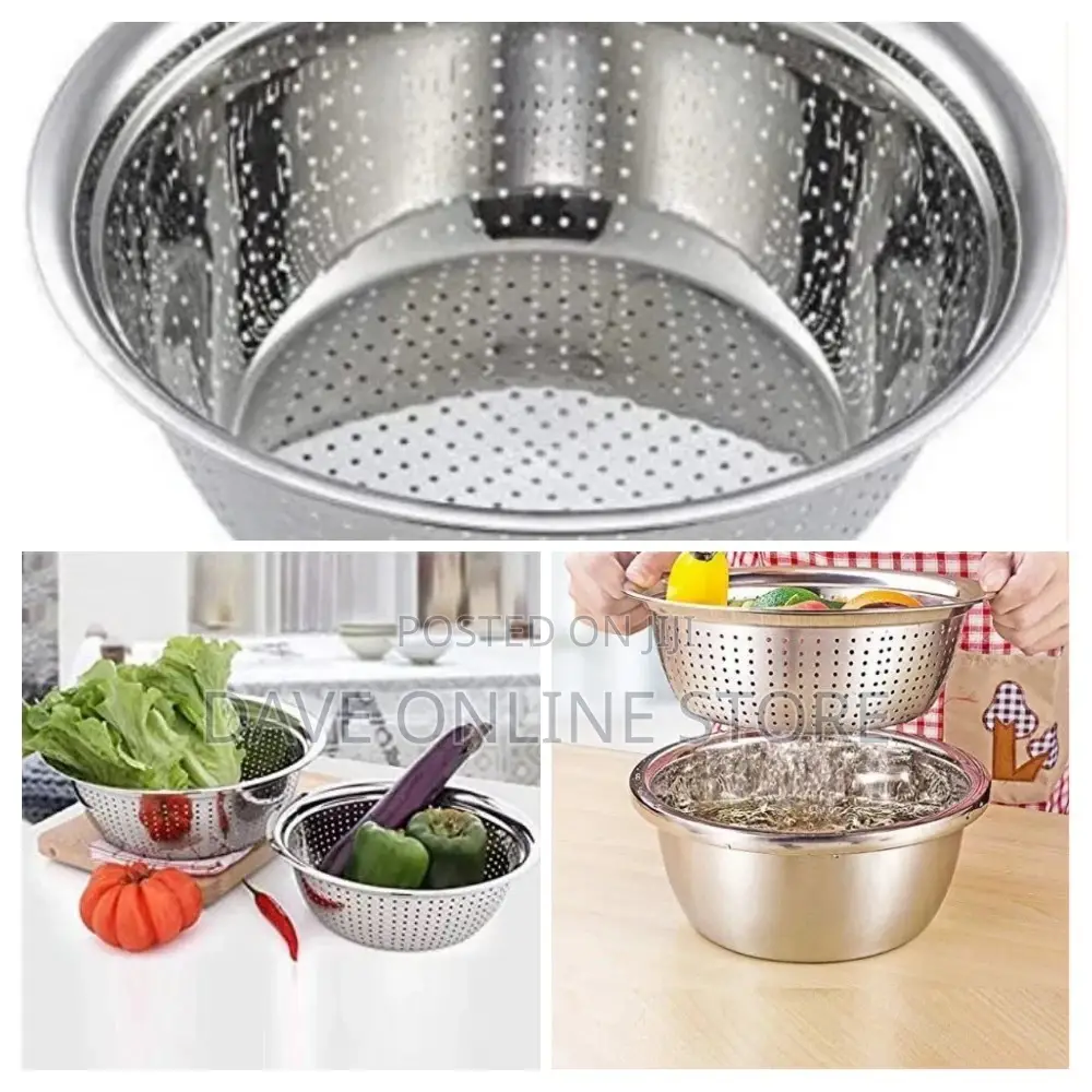 32cm Rice, Vegetable Washing Strainer/Colander- Silver