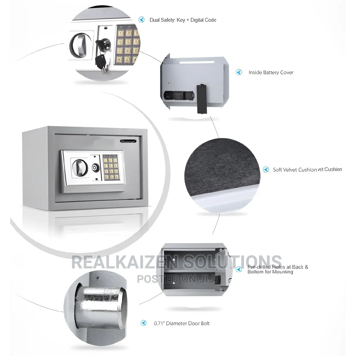 UNIVERSAL 16L Digital Steel Safe Box With Override Keys