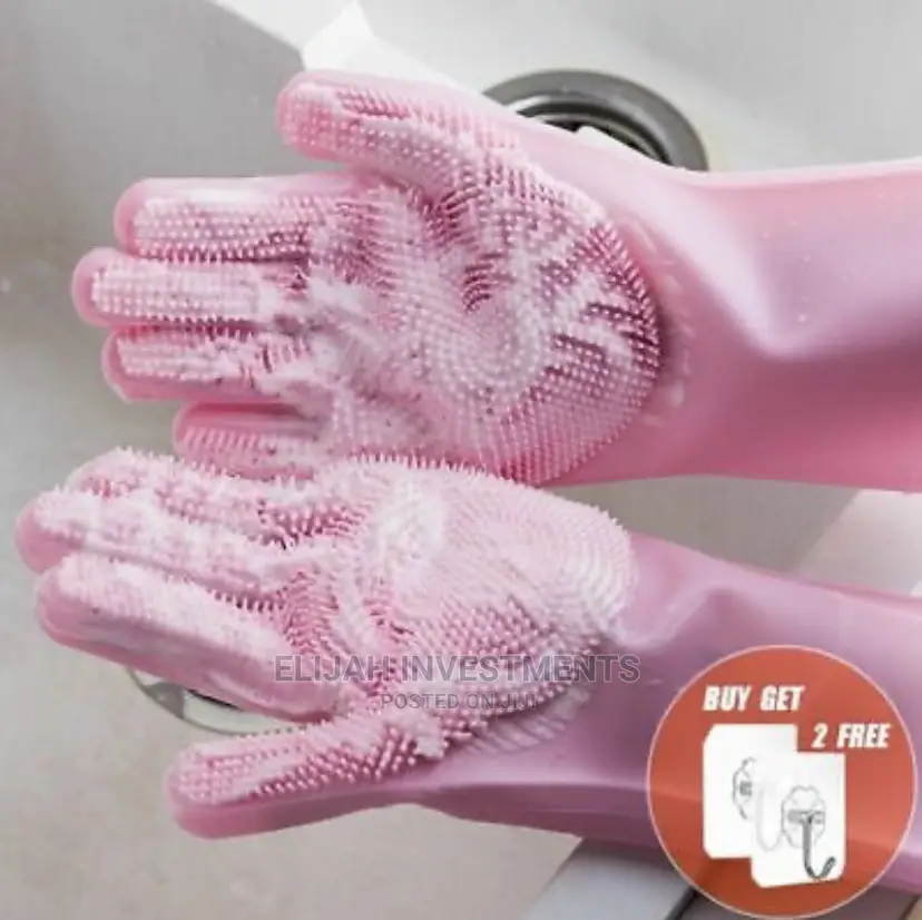 Pair of Bathroom Kitchen Cleaning Hand Gloves