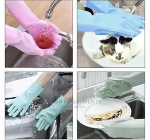 Pair of Bathroom Kitchen Cleaning Hand Gloves