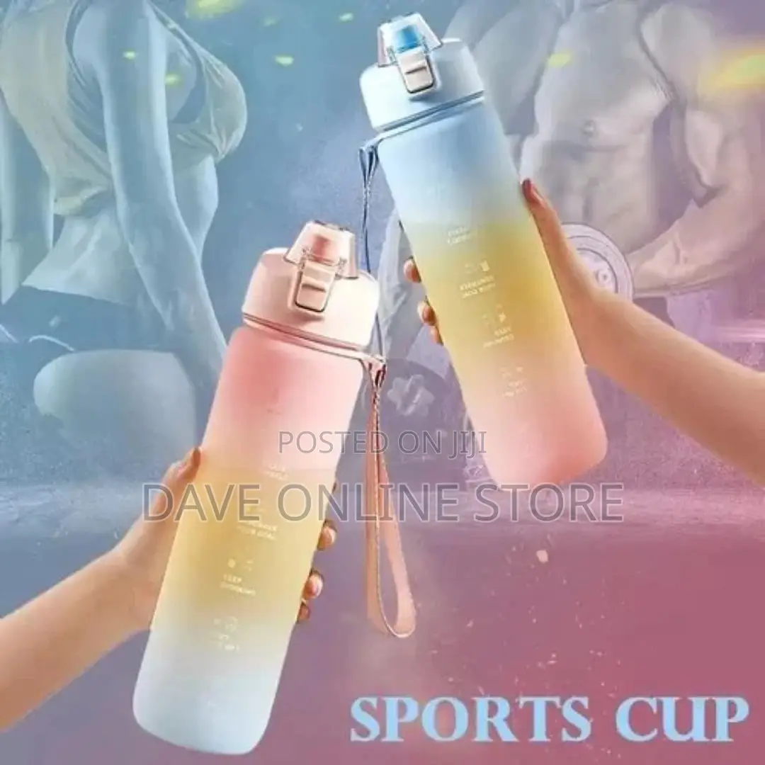 1L Time Marked Fitness Jug Outdoor Frosted Water Bottle