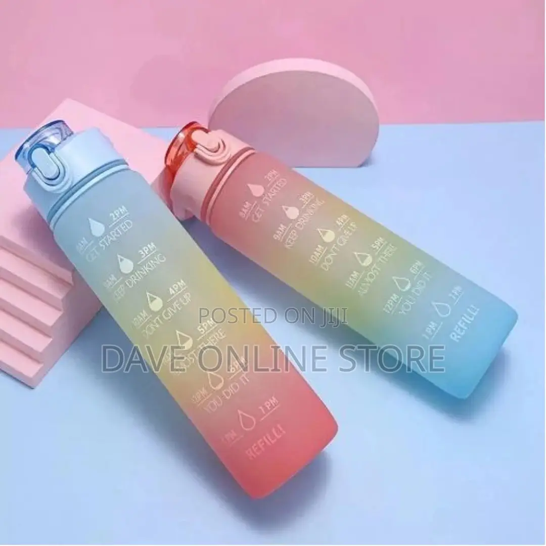 1L Time Marked Fitness Jug Outdoor Frosted Water Bottle