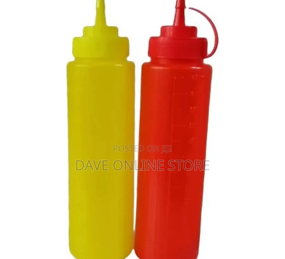 2 Pcs Plastic Dispenser Vinegar Oil Tomato Sauce Bottles