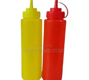 2 Pcs Plastic Dispenser Vinegar Oil Tomato Sauce Bottles