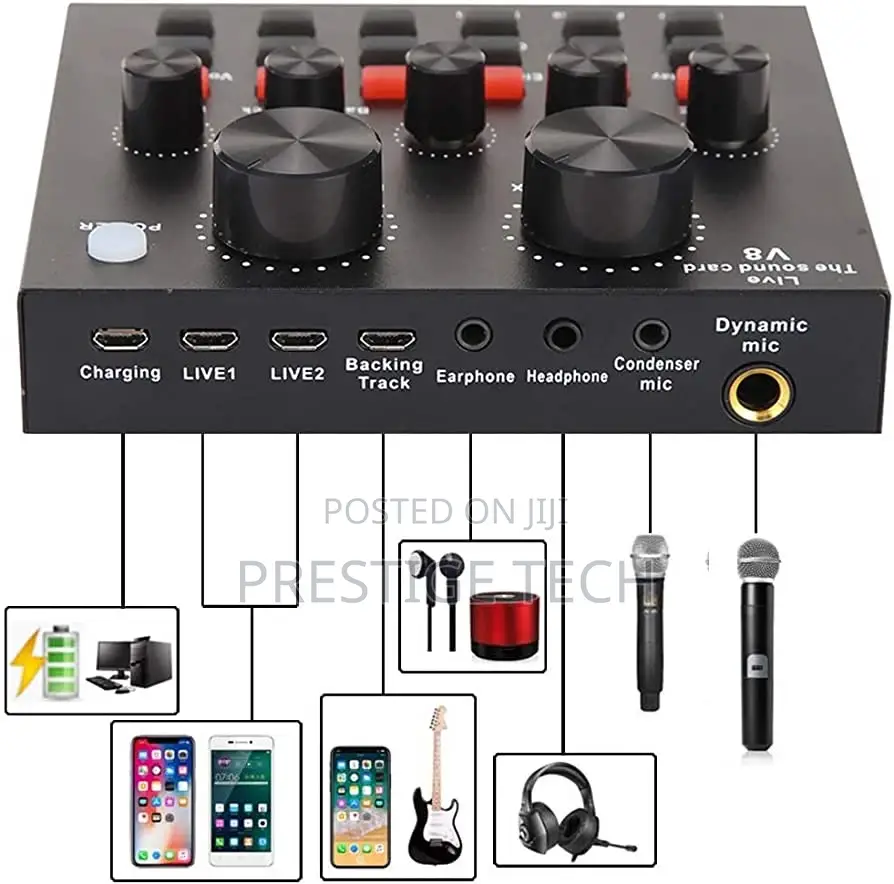 V8 Sound Card Set With BM800 Condenser Microphone Full Kit.