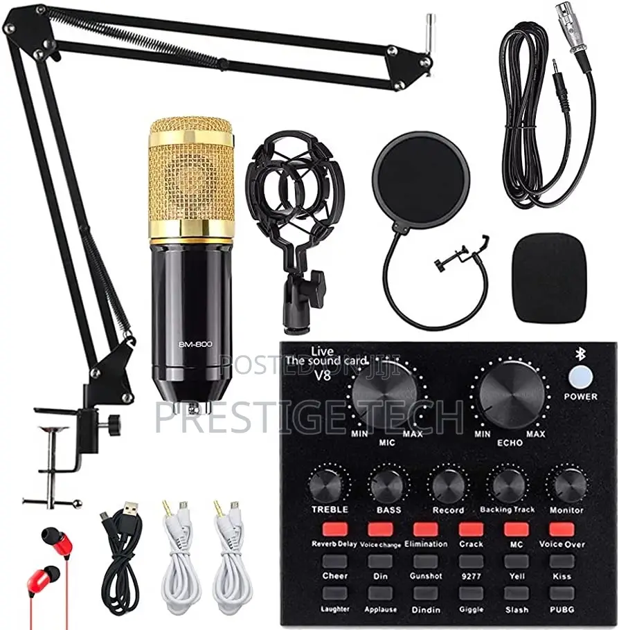 V8 Sound Card Set With BM800 Condenser Microphone Full Kit.