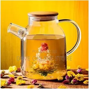 1800ml Glass Teapot Kettle,Whistle Infuser Bamboo Lid-