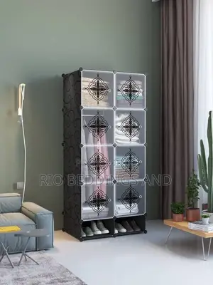 Plastic Wardrobe With Two Columns and Two Shoe Rack Columns