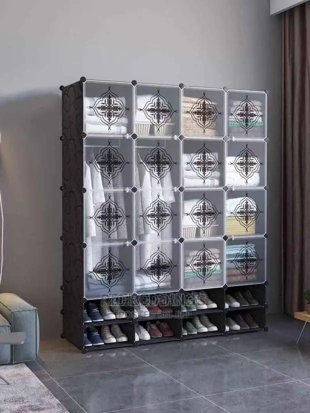 Plastic Wardrobe With Four Columns and Shoe Rack in Central Division Furniture, Rio Beddings