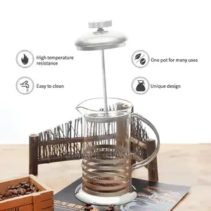 Stainless Steel French Press Coffee Maker Glass Teapot