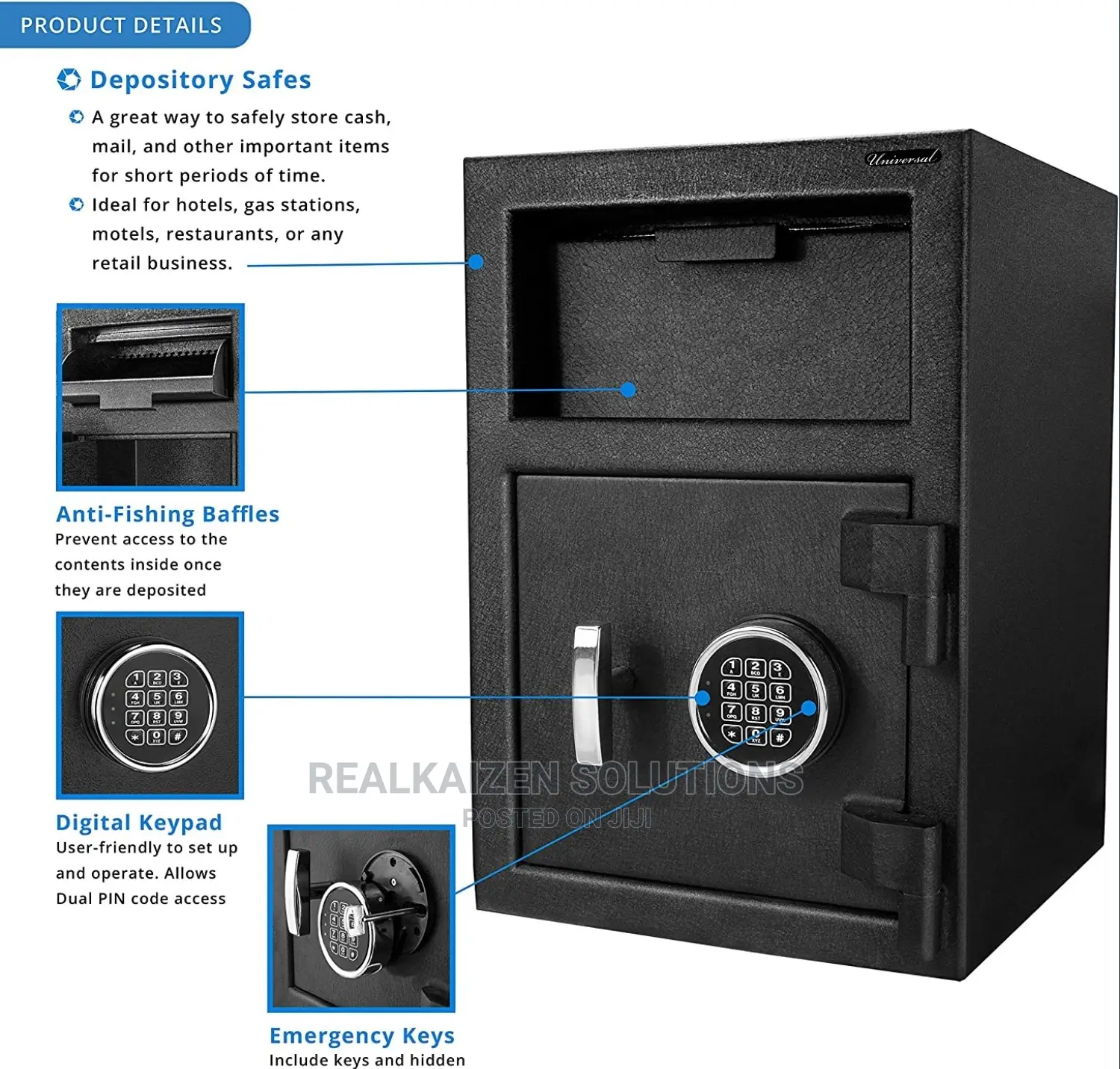UNIVERSAL Digital Multi-user Keypad Depository Drop-in Safe