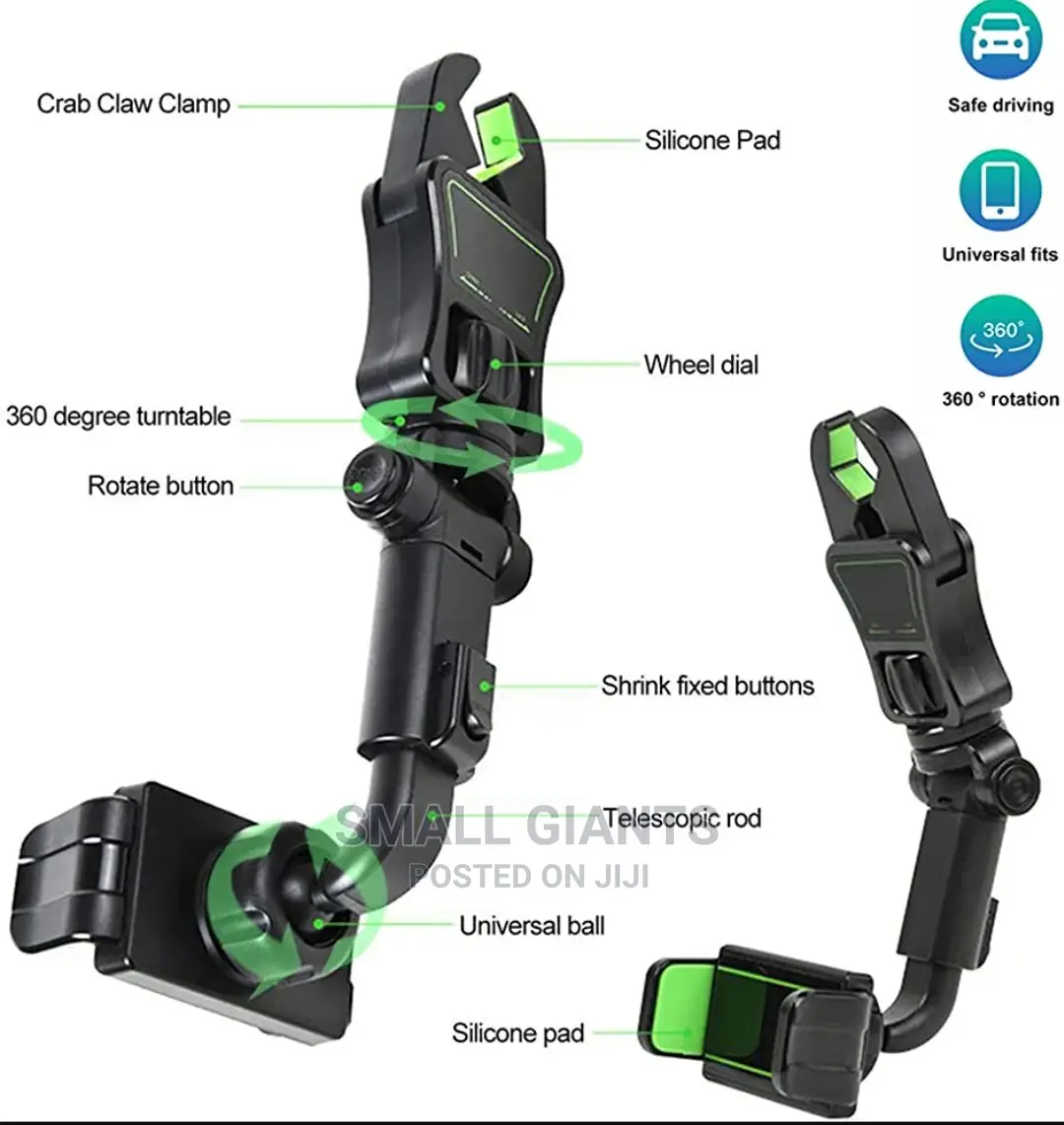 Multi-Function Rearview Mirror Cell Phone Holder