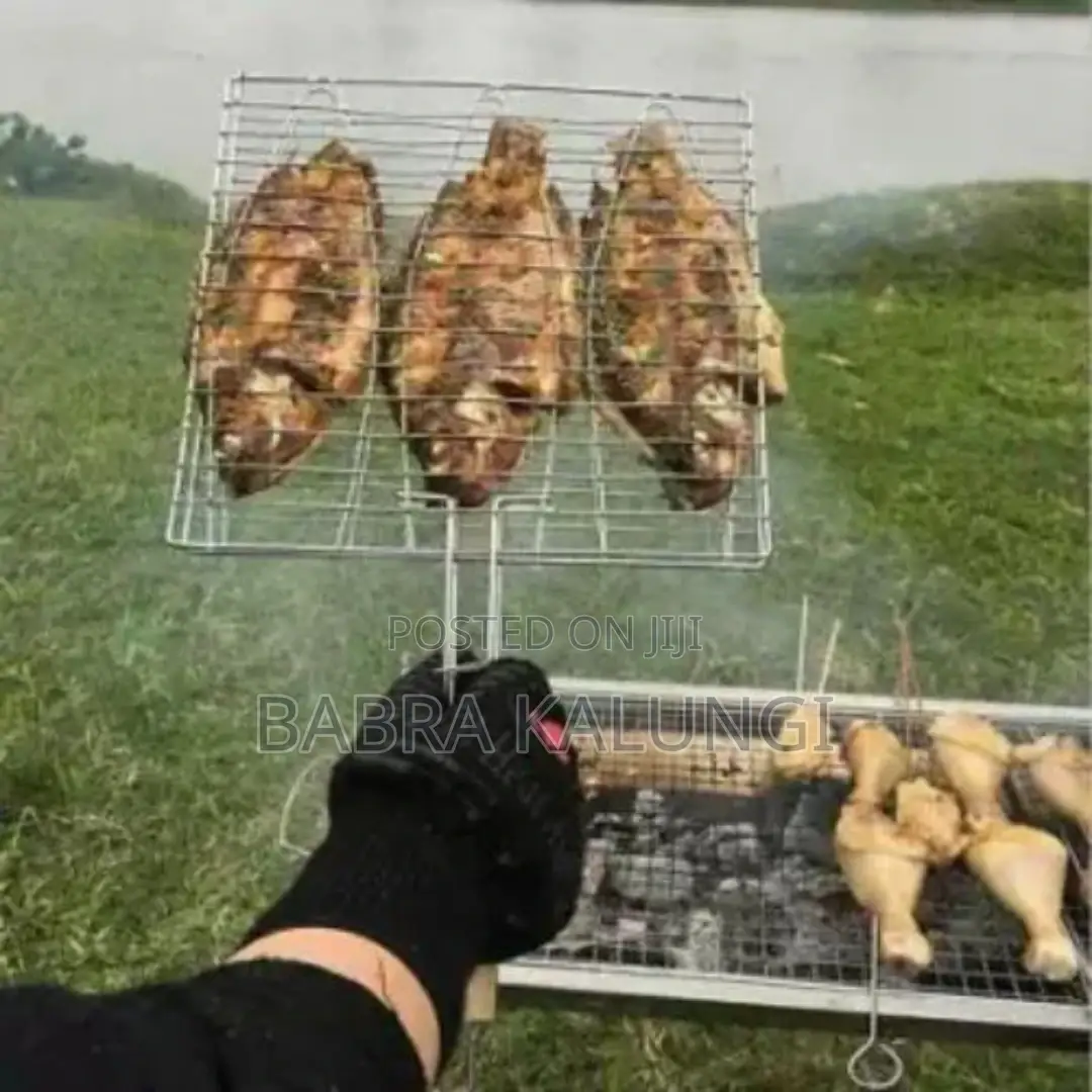 3 Section BBQ Barbeque Fish Charcoal Grill Net Basket