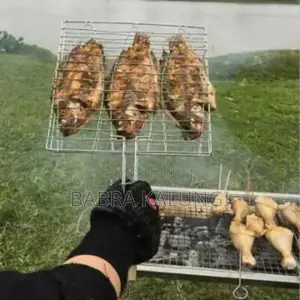 3 Section BBQ Barbeque Fish Charcoal Grill Net Basket