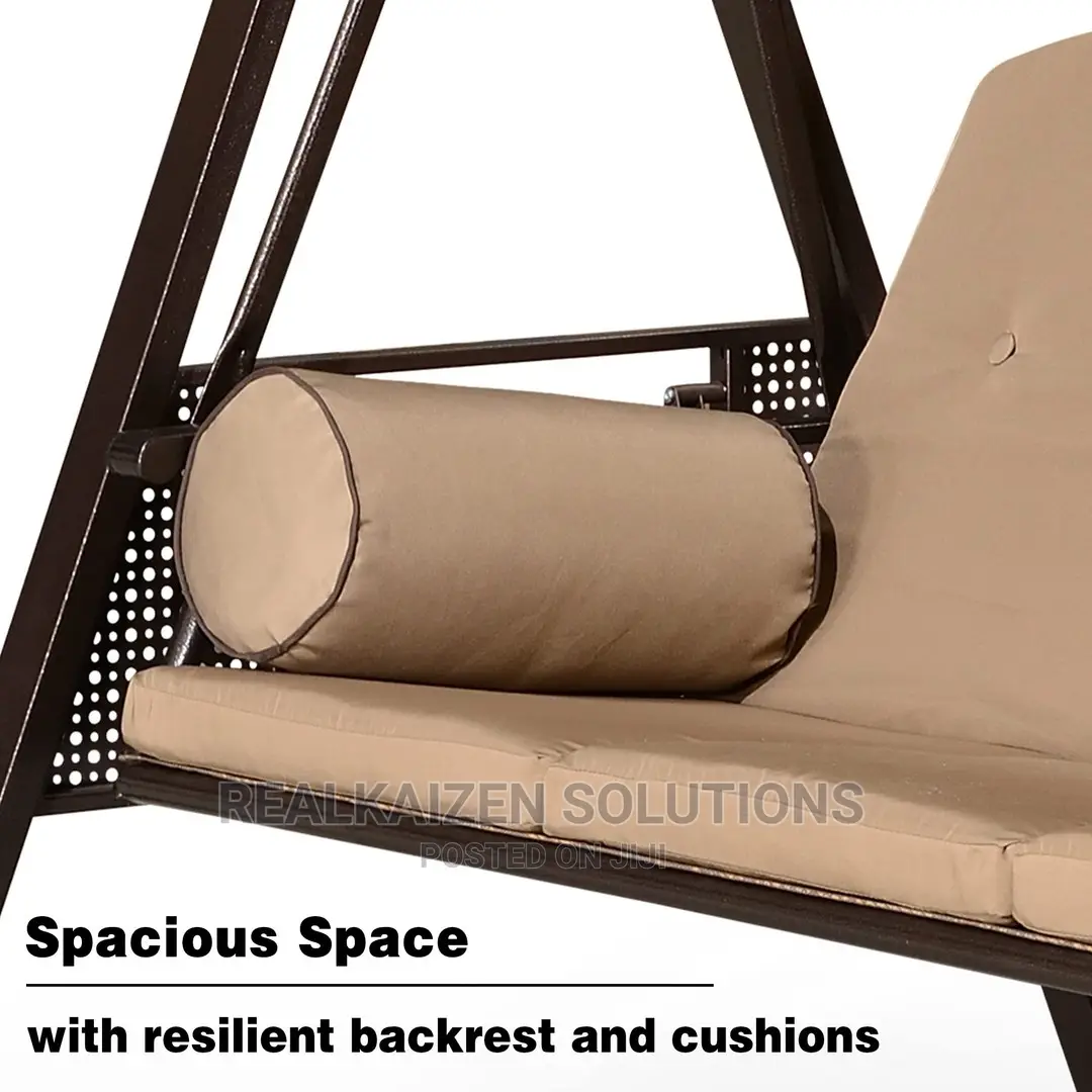 3-Person Outdoor Steel Patio Swing Bench With Tilt Canopy